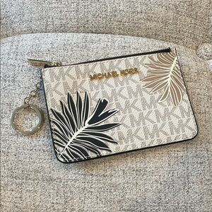 Michael Kors Palm leaf keychain card holder